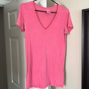 VS Pink, Neon Pink v-neck, short- sleeve T-shirt (classic)